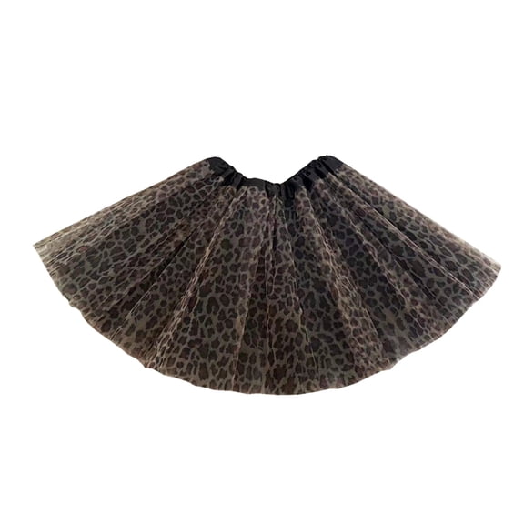 AWZXDE Short Skirts for Women Leopard Print Tulle Cake Tutu Mini Skirt Layered Party Daily Half Skirt