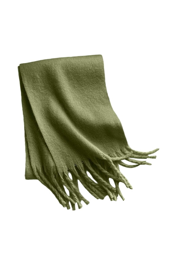 Soft Feel Winter Scarf For Elegant Long Plaid Fashion Shawl Wrap Army Green