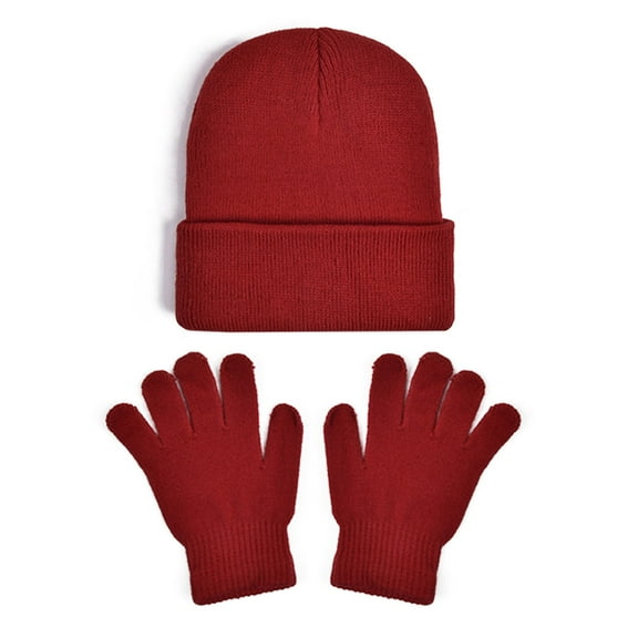 AWZXDE Soft Kids Winter Hat With Mittens Set Kids Hats And Gloves Soft Lined Cap For Boys Girls Toddler Cold Weather Red