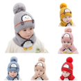 thumbnail image 1 of AWZXDE Soft Warm Knitted Winter Hood Hat With Earflap Scarf For Infant Baby Boys Girls, 1 of 4