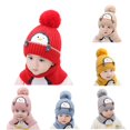 thumbnail image 1 of AWZXDE Soft Warm Knitted Winter Hood Hat With Earflap Scarf For Infant Baby Boys Girls, 1 of 4