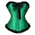 thumbnail image 1 of AWZXDE Solid Color Corset Top with Ruffle Hem and Large Bow Modern Style Bustier Bodysuit for Holidays Evening Events Green,M, 1 of 2