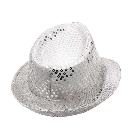 AWZXDE Sparkling Sequined Performance Cowboy Cap for Stage Shows and Dance Events White