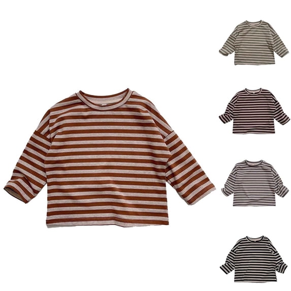 AWZXDE Spring Tops Kids Long Sleeve T Shirt Striped Casual Top for Boys Girls