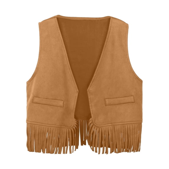 AWZXDE Spring Tops for Kids Western Cowboy Fringe Vest Party Top