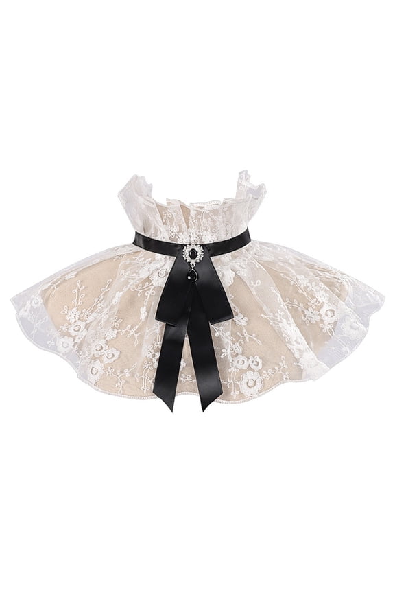 Style Ruffled Lace Jabot Collar Detachable Neckpiece For Elegant Party Evening Wear Ladies Evening Wrap White,One Size