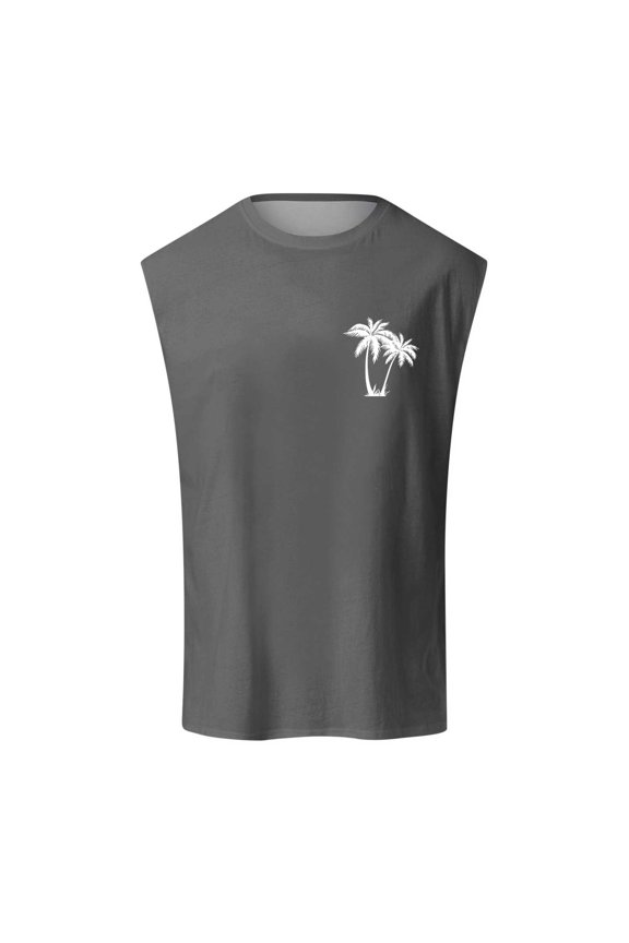 Summer Tank Top Men Fashion Coconut Pattern Shoulder Design Breathable Comfortable Sleeveless Vest