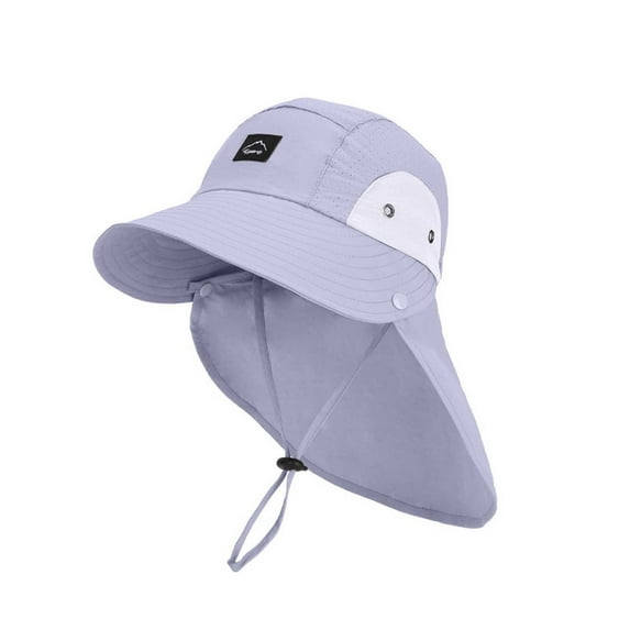 AWZXDE Summer Kids Sun Hat For Boys And Girls Sunscreen Wide Brim Bucket Hat With Neck Fisherman Hat Ages 4-10 Dark Gray