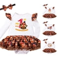 thumbnail image 1 of AWZXDE Thanksgiving Baby Girls Bodysuit Outfit Long Sleeve Turkey Print Romper With Hair Accessories Cute Toddler Holiday Watermelon Red - 3-6 Months, 1 of 5