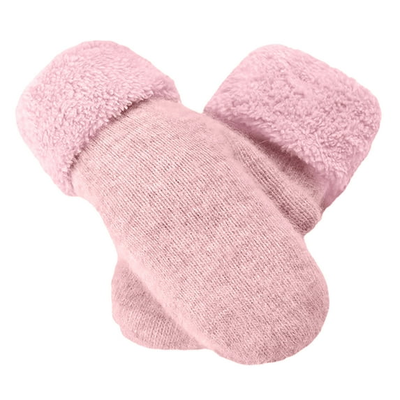 AWZXDE Thermal Gloves For Winter - Women's Warm Lined Knit Accessories With Elastic for Cold Seasons Pink,One Size