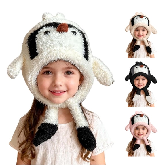 AWZXDE Thermal Insulated Windproof Penguin Animal Design Winter Hat For Toddler Ages 2-8