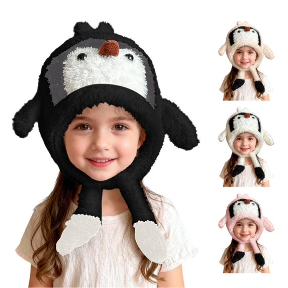 AWZXDE Thermal Insulated Windproof Penguin Animal Design Winter Hat For Toddler Ages 2-8