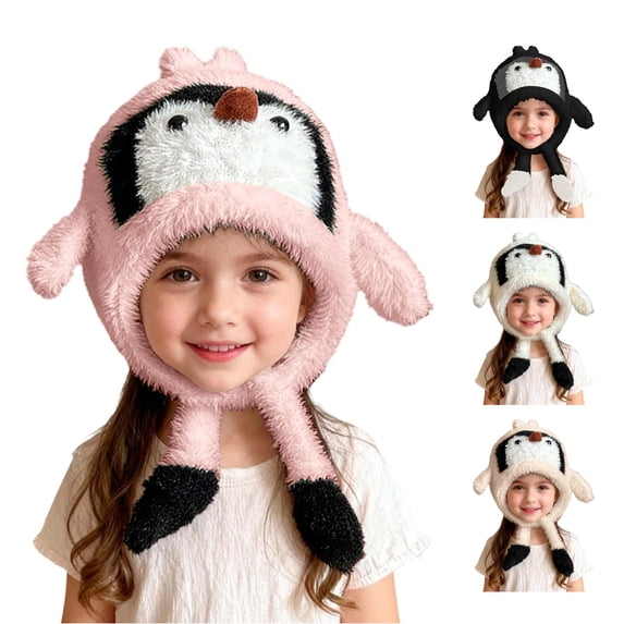 AWZXDE Thermal Insulated Windproof Penguin Animal Design Winter Hat For Toddler Ages 2-8