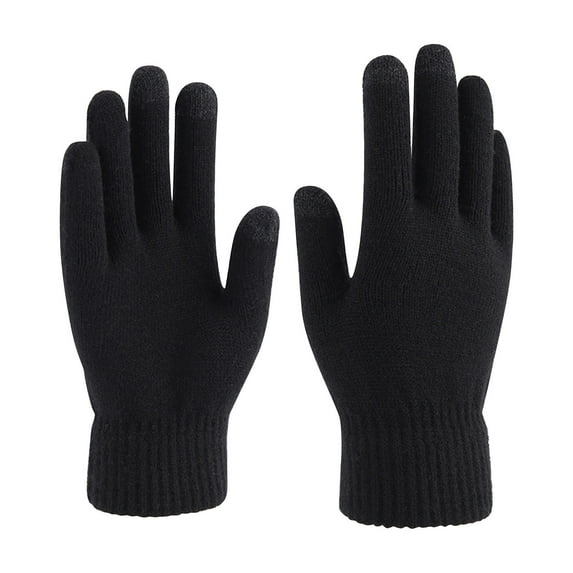 AWZXDE Thickened Wool Knitting Gloves for Outdoor Activities - Cold Weather Proof for Men Black,One size