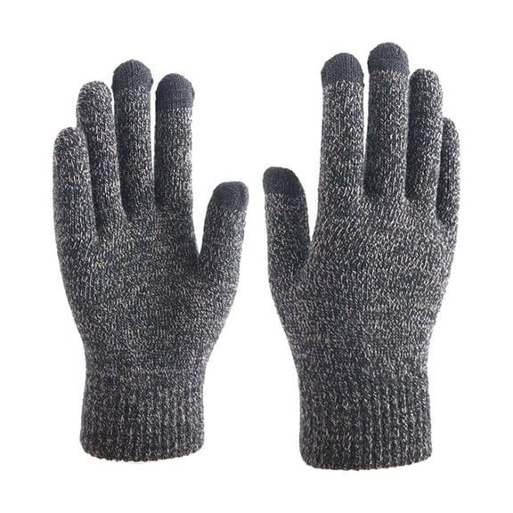 AWZXDE Thickened Wool Knitting Gloves for Outdoor Activities - Cold Weather Proof for Men Black grey,One size