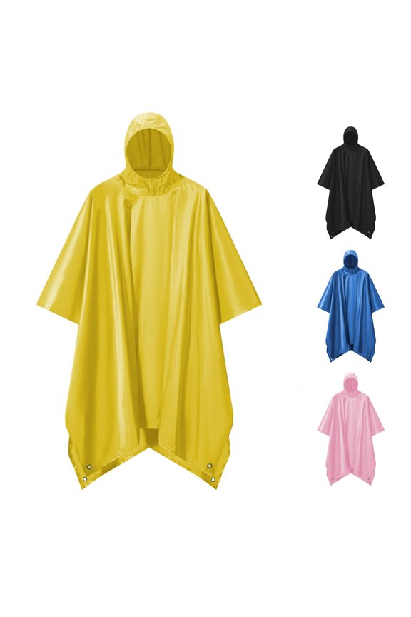 Three In Functional Raincoat Cloak With Coating Block Design Ladies Shawl Wrap Yellow,XXL