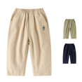thumbnail image 1 of AWZXDE Toddler Bear Embroidery Loose Straight Leg Casual Pants Boys Trousers Elastic Waist Side Pockets Kids Daily Play Bottoms For Spring And Autumn - 12-18 Months, 1 of 6
