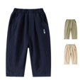 thumbnail image 1 of AWZXDE Toddler Bear Embroidery Loose Straight Leg Casual Pants Boys Trousers Elastic Waist Side Pockets Kids Daily Play Bottoms For Spring And Autumn - 12-18 Months, 1 of 3