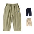 thumbnail image 1 of AWZXDE Toddler Bear Embroidery Loose Straight Leg Casual Pants Boys Trousers Elastic Waist Side Pockets Kids Daily Play Bottoms For Spring And Autumn - 5-6 Years, 1 of 3