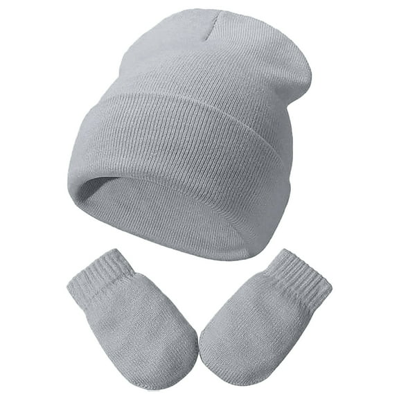 AWZXDE Toddler Boys Girls Winter Knit Baby Hats With Gloves Soft Warm Cap Set For And Babies Cold Weather Protection Grey
