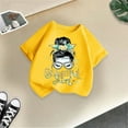 thumbnail image 1 of AWZXDE Toddler Girls Cute Funny Graphic Print Crew Neck Short Sleeve Tee For Play Summer Casual Everyday T Shirt Soft Cotton Yellow,7-8 Years, 1 of 3