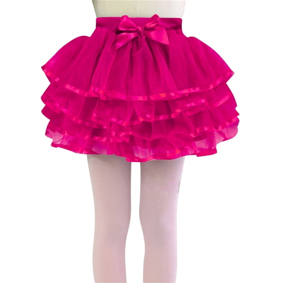 AWZXDE Toddler Girls Solid Color Tiered Tutu Skirt For Girls Layered Full Party Skirt For Casual Wear Ages 1 To 10 Years Hot Pink