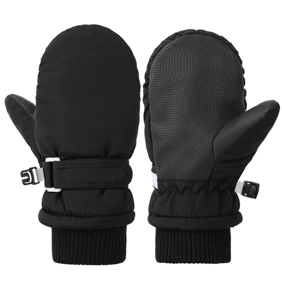 AWZXDE Toddler Gloves Mittens Skiing Gloves Winter Gloves Kids Baby Winter Mittens For Girls Boys Water-proof Thermal Lined Black,4-12 Years