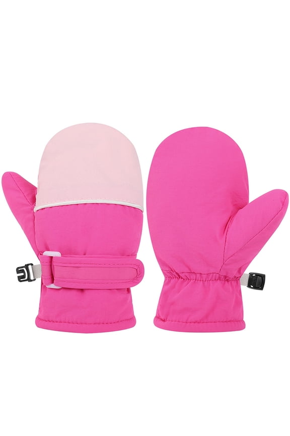 Toddler Gloves Mittens Skiing Gloves Winter Gloves Kids Baby Winter Mittens For Girls Boys Fashion Color Block Water-proof Hot Pink,2-4 Years