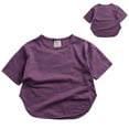 thumbnail image 1 of AWZXDE Toddler Kids Girls Boys Classic T Shirt Short Sleeve Loose Fit Soft Tee Tops Solid Color Casual Basic For Children Everyday Wear Purple,9 Months, 1 of 7