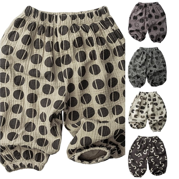 AWZXDE Toddler Muslin Jogger Pants Elastic Waist Printed Harem Trousers Lightweight Loose Kids Bottoms Breathable Baby Pants For Boys Girls Summer Daily Wear - 4-5 Years