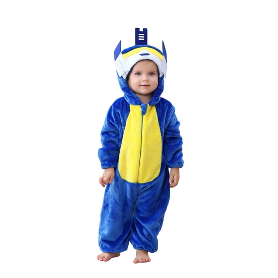 AWZXDE Toddlers Boy Halloween Hooded Robot Character Jumpsuit Zip Up Cosplay Outfit For Theme Party Dress Up Blue - 2.5-3 Years
