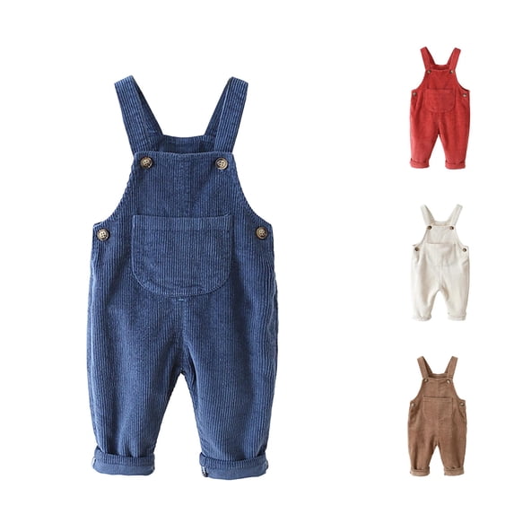 AWZXDE Toddlers Clothes For Girls Solid Suspender Pants Front Patch Pocket Adjustable Shoulder Strap Casual Outerwear Blue - 18-24 Months