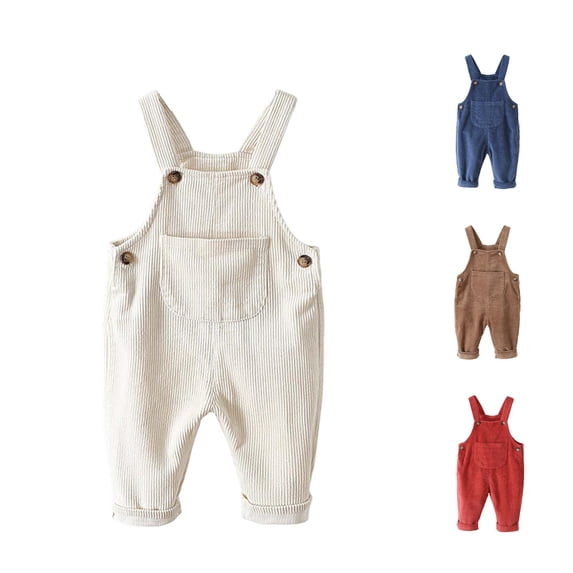AWZXDE Toddlers Clothes For Girls Solid Suspender Pants Front Patch Pocket Adjustable Shoulder Strap Casual Outerwear White - 6-12 Months