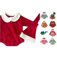 thumbnail image 1 of AWZXDE Toddlers Girl Dress Long Sleeve Christmas Outfit Set With Matching Festive Hat For Holiday Party Events g-Red - 6-12 Months, 1 of 4