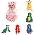 thumbnail image 1 of AWZXDE Toddlers Outfits Animal Themed Hooded Romper Assorted Styles Full Zip Long Sleeve Casual Cosplay Jumpsuit Pink - 12-18 Months, 1 of 6