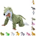 thumbnail image 1 of AWZXDE Toddlers Rompers Animal Themed Hooded Zipper Front Cosplay Dress Up Long Sleeve Performance Jumpsuit Green2 - 4-5 Years, 1 of 4
