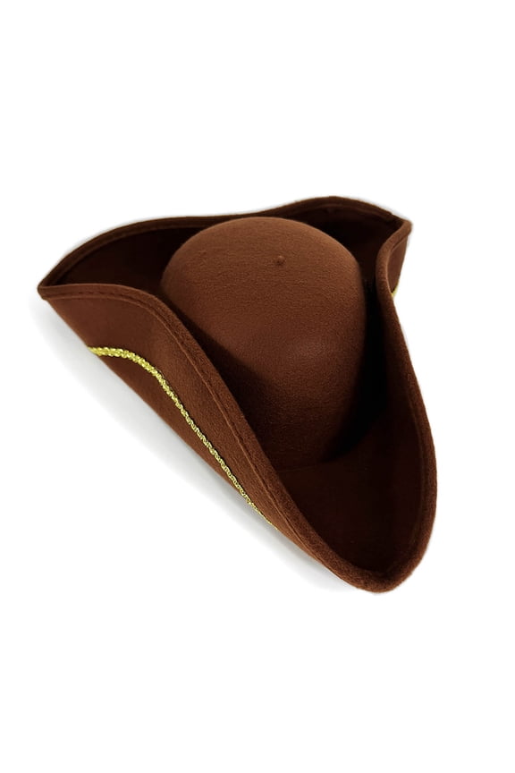 Triangular Tricorn Hat for Stage Performances Events and Parties Brown,One Size