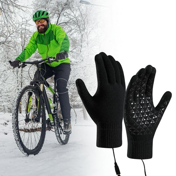 AWZXDE USB Heating Knitted Gloves Winter Warm Touchscreen Cycling Cold Proof Gloves Charging Split Finger Design A