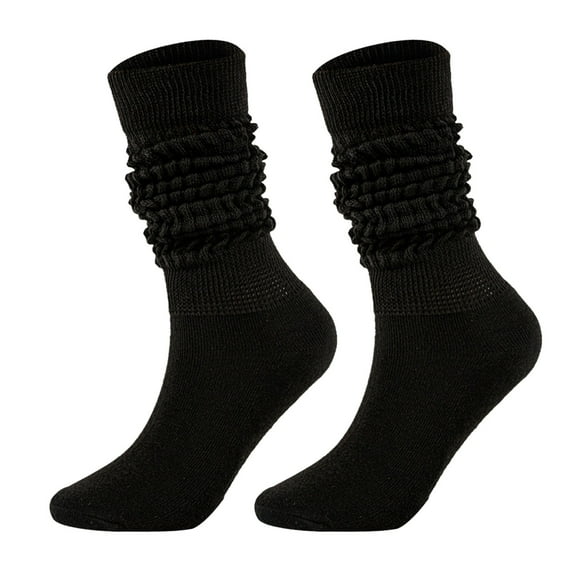 AWZXDE Unisex Fashion Mid High Tube Socks Slouch Style Solid Color Compressible for Autumn and Winter Comfort and Casual Wear Black,One Size