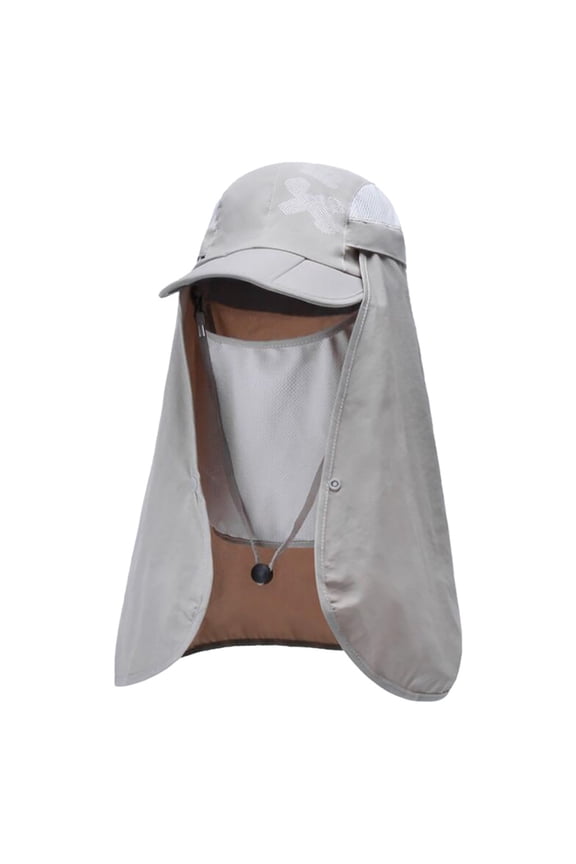 Unisex Full Face Sun Hat, Foldable Quick-Dry for Men & Women Grey,One Size