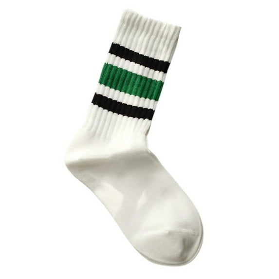 AWZXDE Unisex Japanese Style Striped Crew Socks, Retro Sport Socks for Men & Women Black,One Size