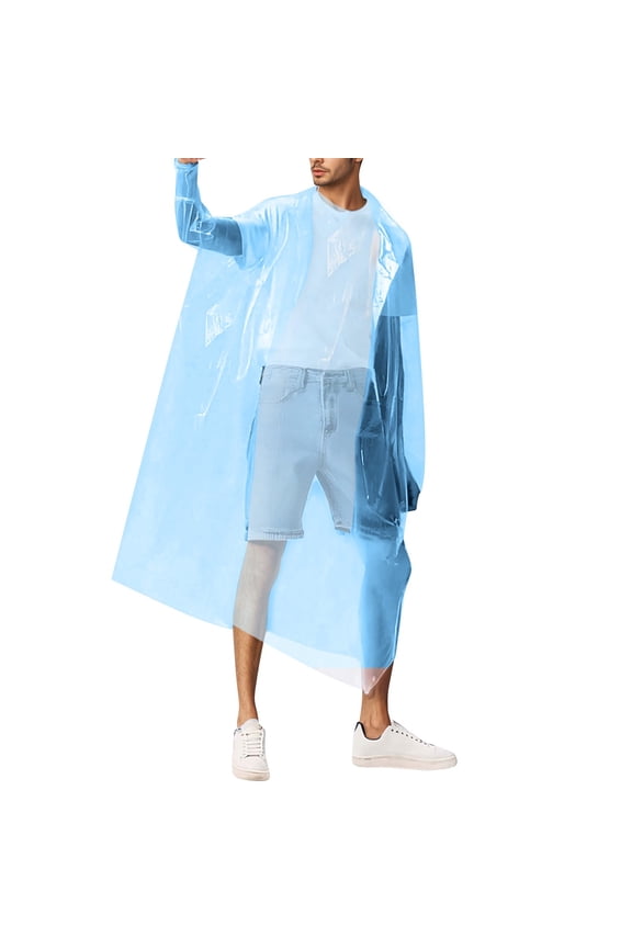 Unisex Long-Sleeve Hooded Trench Poncho - Oversized Rain Cape with Side Pockets, Unisex Windproof Outdoor Hooded Coat for All Seasons Blue,One Size