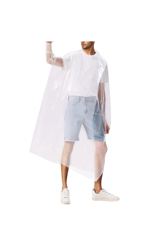 Unisex Long-Sleeve Hooded Trench Poncho - Oversized Rain Cape with Side Pockets, Unisex Windproof Outdoor Hooded Coat for All Seasons Clear,One Size