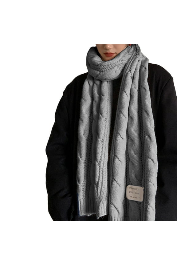 Unisex Ordinary Solid Color Winter Knitted Snood Thick Warm Knit Scarf for Women and Men for Outdoor Cold Weather Activities and Daily Wear Grey,One Size