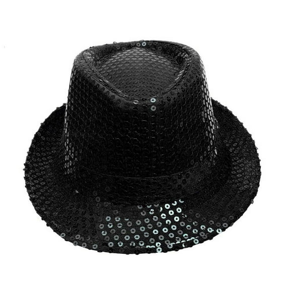 AWZXDE Unisex Sequined Top Hat Glitter Celebration Party Hat for Stage Show Performance Black