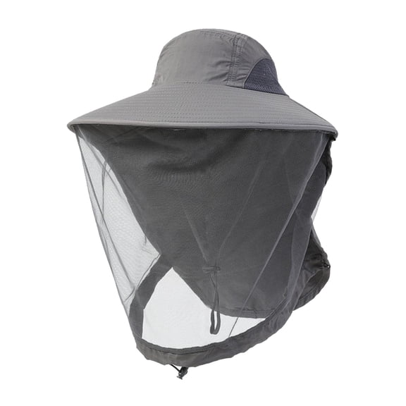 AWZXDE Unisex Solid Casual Mosquito Proof Mesh Hat Outdoor Fishing Face Cover Sun Protection Breathable Night Insect Repellent&nbsp;Hat for Women Dark Gray,One Size