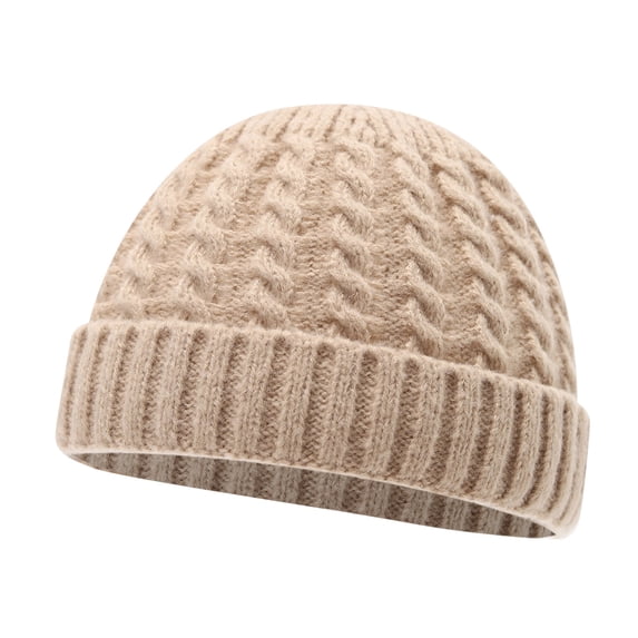 AWZXDE Unisex Solid Color Casual Warm Retro Braided Knit Hat Cap for Outdoor Fashion Hat Cozy Winter Hats for Women and Men Beige,One Size