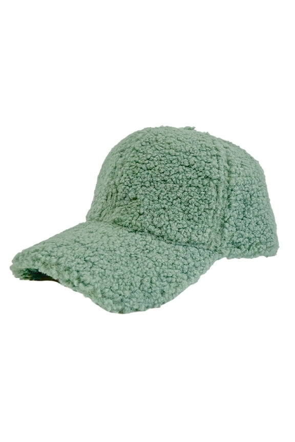 Unisex Solid Color Furry Baseball Cap Warm Soft Winter Hat with Adjustable Back for Outdoor Sports and Casual Fashion in Cold Weather Mint Green,One Size