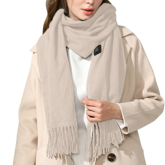 AWZXDE Women's Long Fringe Design Scarf Casual Plus Size Foldable Lightweight Portable Comfortable Layer Neck Wrap Long Scarf Khaki,One Size