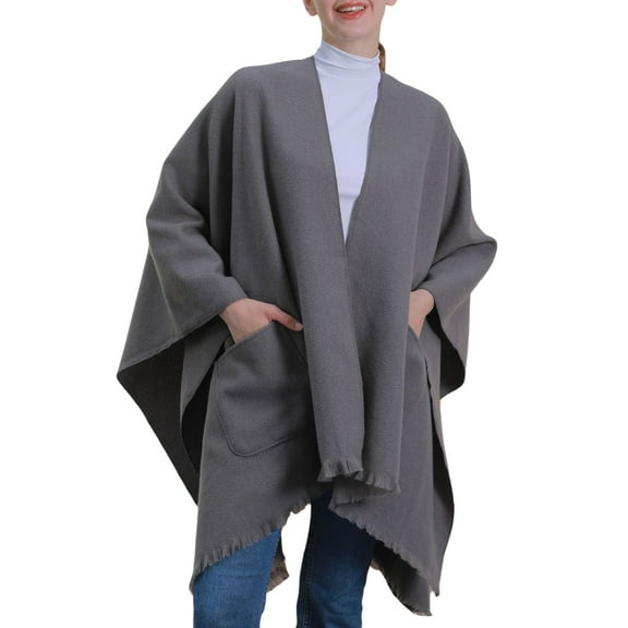 AWZXDE Unisex Solid Color Oversized Batwing Style Shawl Wrap - Unique Loose Fit Cloak for Men & Women,Casual Layering & Fashion Statements Grey,One Size